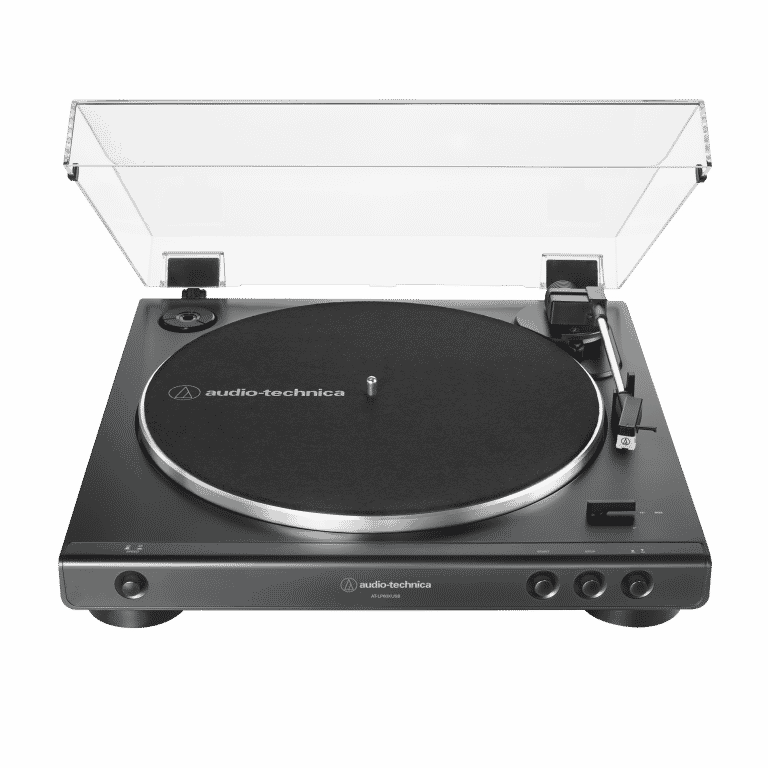 Audio-Technica AT-LP60XUSB Platine Vinyle à Entraînement par Courroie USB et Analogique Entièrement Automatique, Noir boîte ouverte