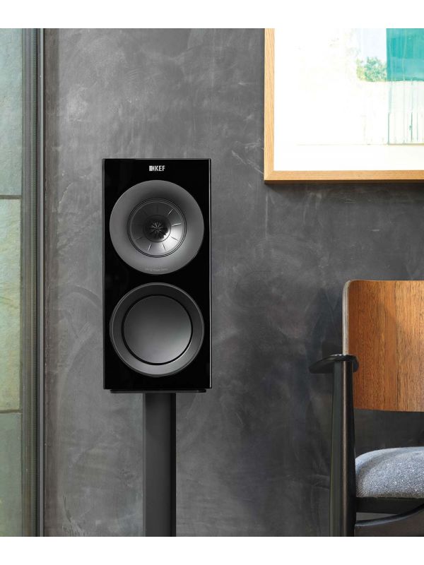 KEF Uni-Q® Haut-Parleurs Étagères Sur Pieds Couleur Noir Brillant (R3) Demo(VENTE FINALE)