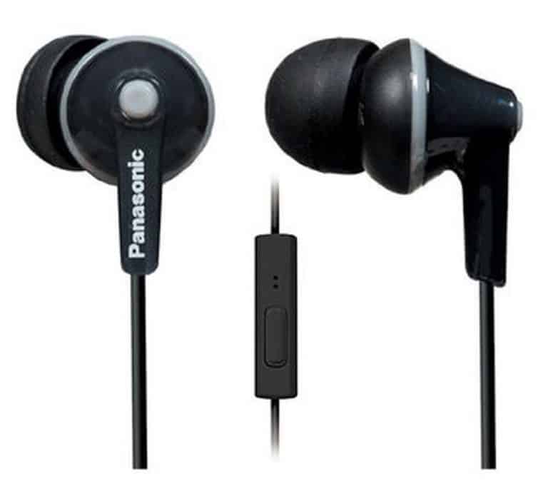 Panasonic Écouteurs Filaire Intra-auriculaires ErgoFit avec Micro + Contrôleur Noir (RP-TCM125)