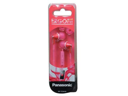 Panasonic Écouteurs Filaire Intra-auriculaires ErgoFit avec Micro + Contrôleur Rose (RP-TCM125)