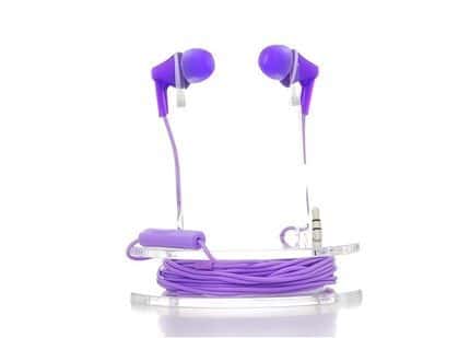 Panasonic Écouteurs Filaire Intra-auriculaires ErgoFit avec Micro + Contrôleur Violette (RP-TCM125)