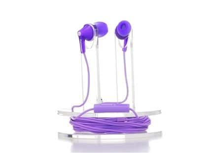 Panasonic Écouteurs Filaire Intra-auriculaires ErgoFit avec Micro + Contrôleur Violette (RP-TCM125)