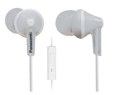 Panasonic Écouteurs Filaire Intra-auriculaires ErgoFit avec Micro + Contrôleur Blanc (RP-TCM125)
