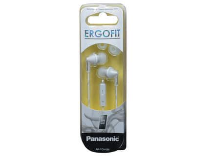 Panasonic Écouteurs Filaire Intra-auriculaires ErgoFit avec Micro + Contrôleur Blanc (RP-TCM125)