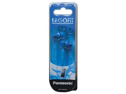 Panasonic ErgoFit In-Ear Earbud Headphones with Mic + Controller Blue (RP-TCM125)