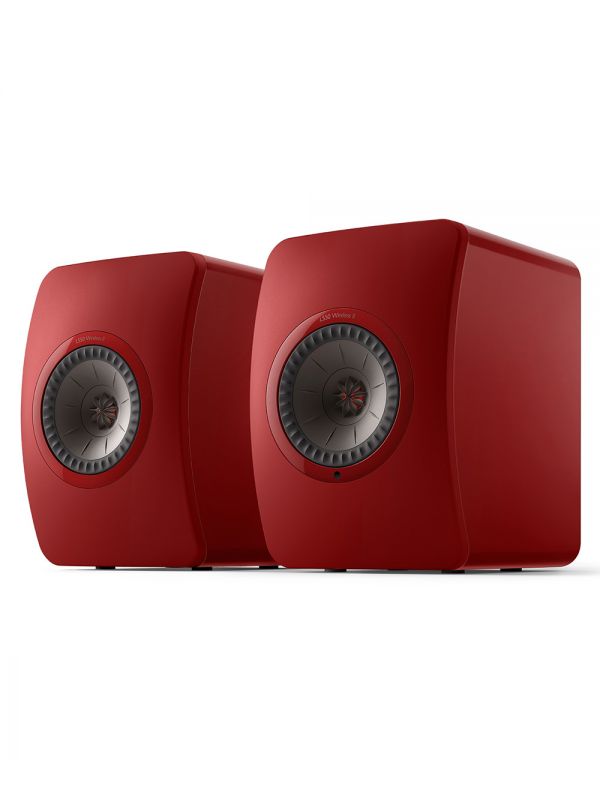 KEF Uni-Q® Haut-Parleurs Étagères Amplifiés Sans-Fil Couleur Rouge Cramoisi (LS50 Collection Wireless II)