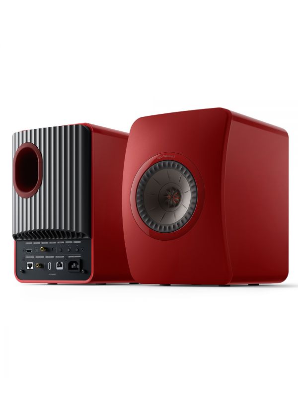 KEF Uni-Q® Haut-Parleurs Étagères Amplifiés Sans-Fil Couleur Rouge Cramoisi (LS50 Collection Wireless II)