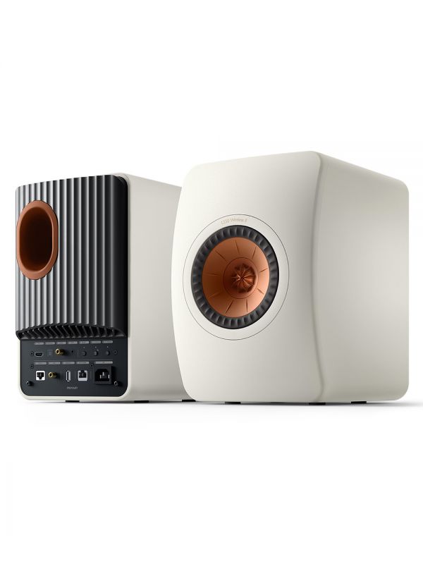 KEF Uni-Q® Haut-Parleurs Étagères Amplifiés Sans-Fil Couleur Blanc Minéral (LS50 Collection Wireless II)