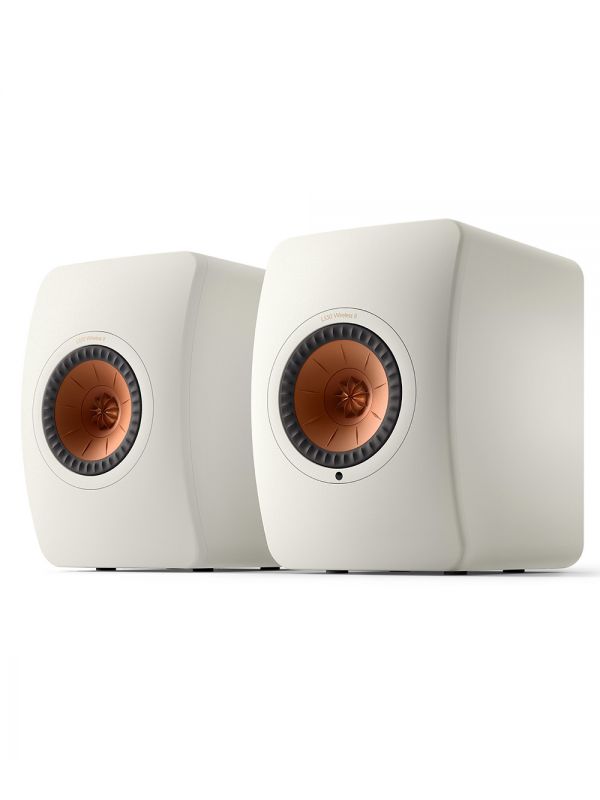 KEF Uni-Q® Haut-Parleurs Étagères Amplifiés Sans-Fil Couleur Blanc Minéral (LS50 Collection Wireless II)