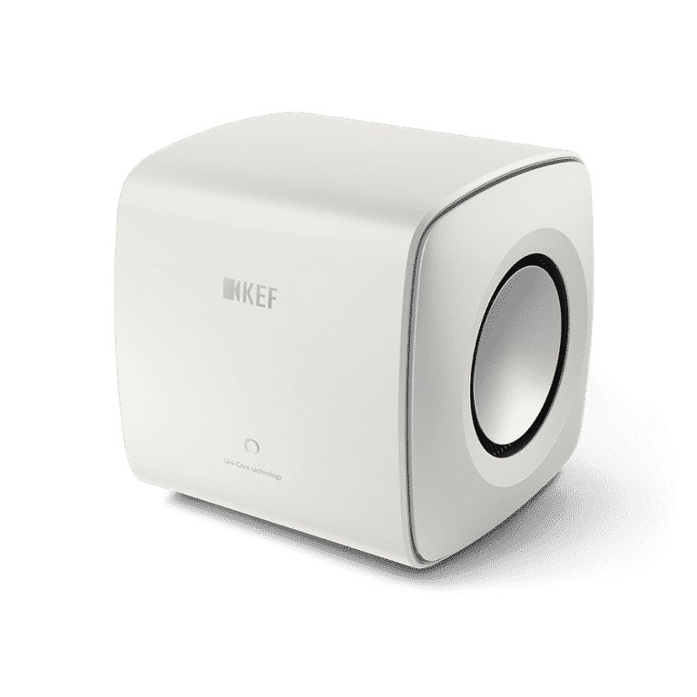 KEF Double 6.5 po Caisson de Basses Amplifié Compact Couleur Blanc Minéral (KC-62)