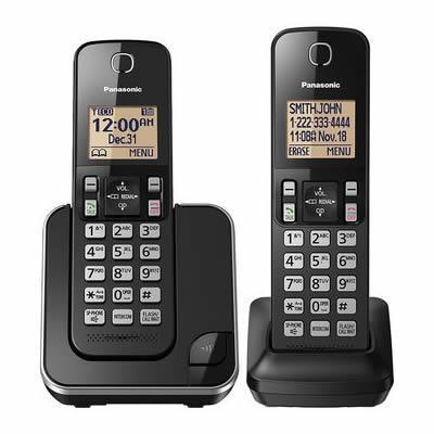 Panasonic KXTGC382B Système Téléphonique Numérique Sans Fil à 2 Combinés, Noir