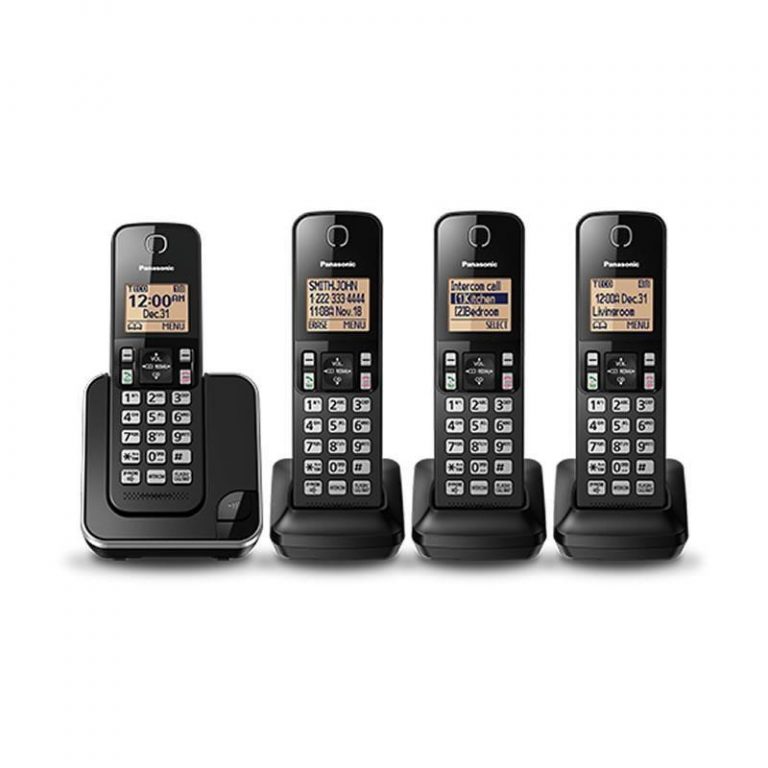 Panasonic KXTGC384B 4-Handsets Digital Cordless Phone System Black