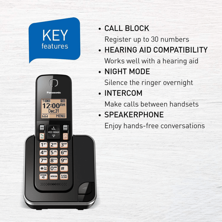Panasonic KXTGC380B Téléphone Sans Fil DECT à 1 Combiné Noir