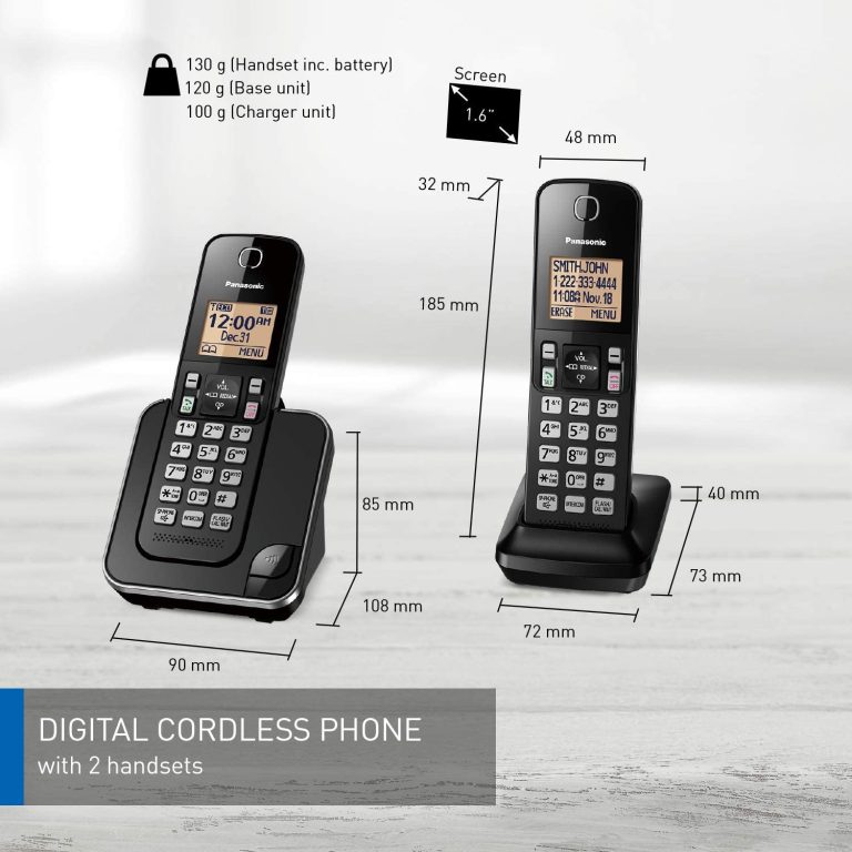 Panasonic KXTGC382B 2-Handsets Digital Cordless Phone System Black