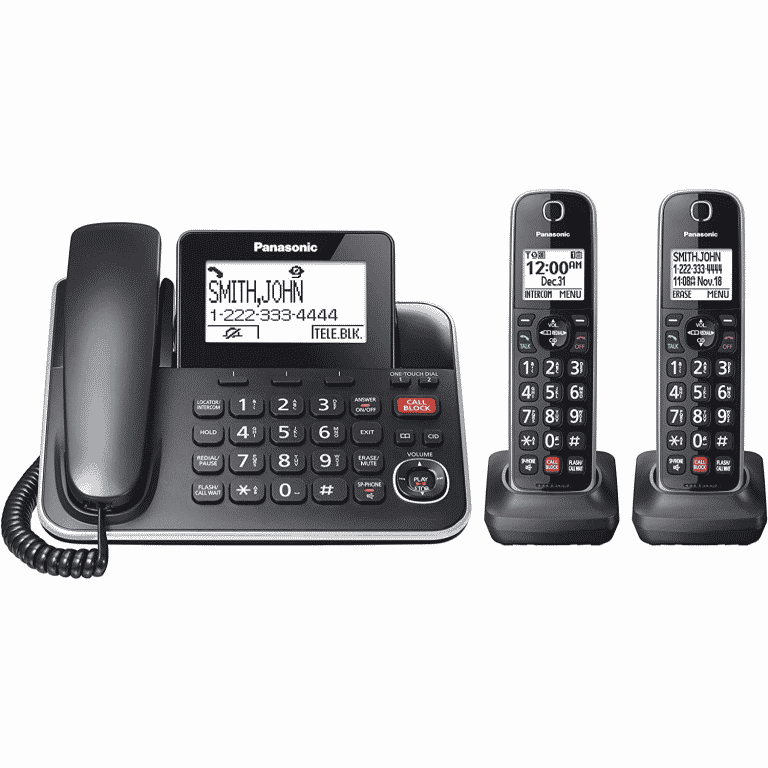 Panasonic Système Téléphonique avec 1 combiné avec fil et 2 sans fil Dect 6.0  (KX-TGF872B)