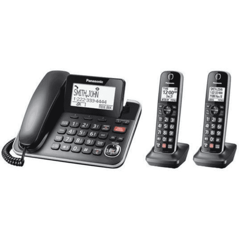 Panasonic Système Téléphonique avec 1 combiné avec fil et 2 sans fil Dect 6.0  (KX-TGF872B)