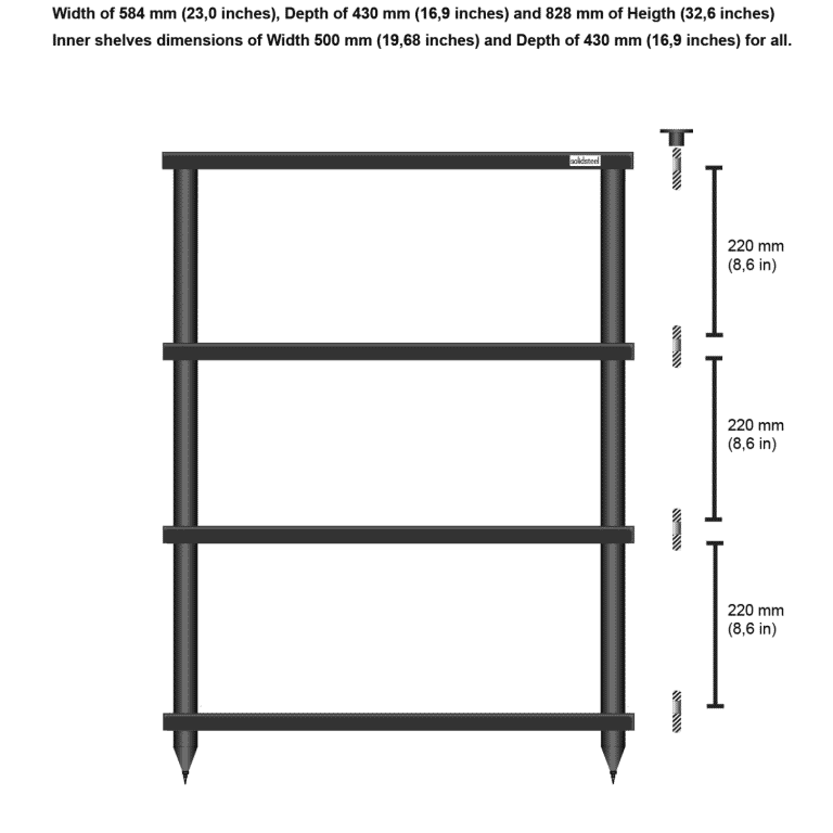 Solidsteel 4 Shelf Audio Rack 32.6