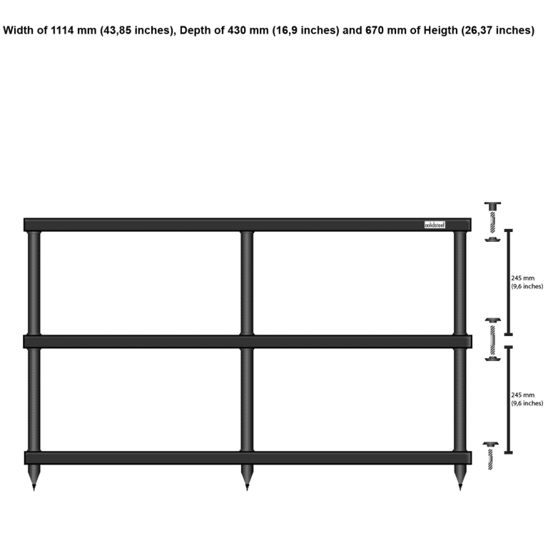 Solidsteel 4 Étagère Audio Rack 26,3 po Haut - Noir (S4-3)