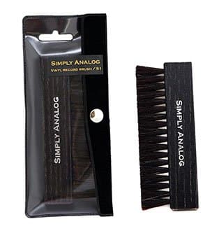 Simply Analog Brosse pour Disques Vinyle Antistatique en Chêne Naturel et Poils de Chèvre