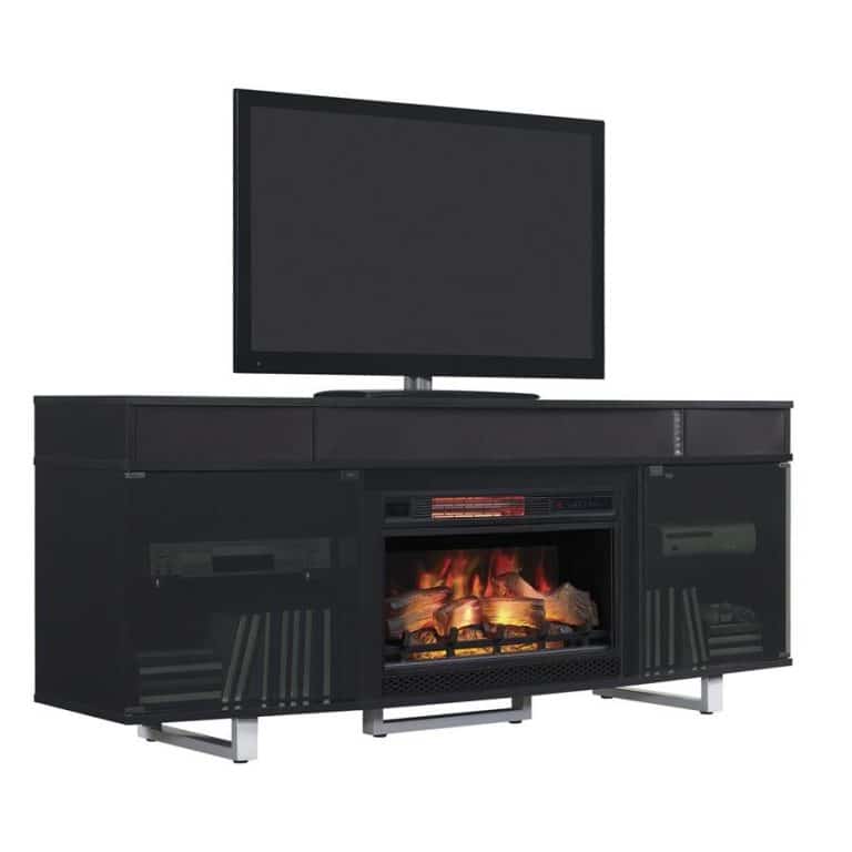 Bell'O Enterprise Classic Flame TV Support Avec Haut-parleurs Couleur Noir