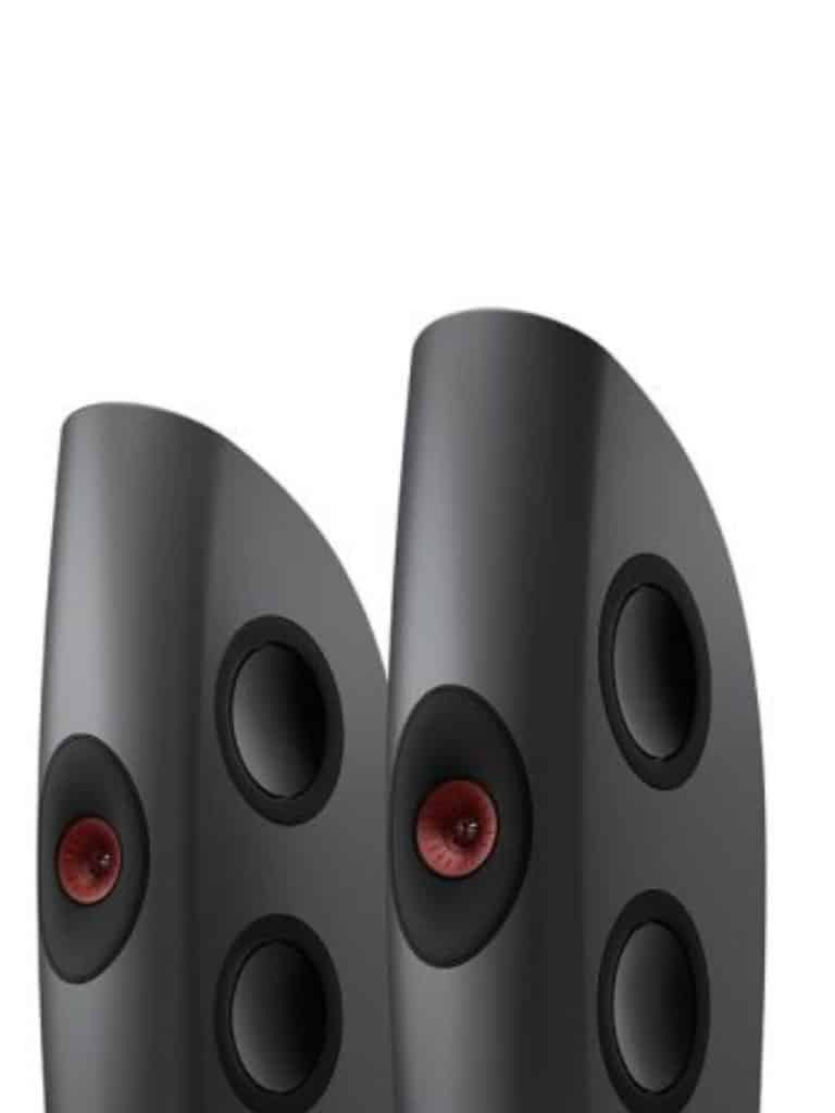 KEF Uni-Q® Ultra Hi-Fi Floorstanding Tower Speakers Color Charcoal Grey / Red (Blade One Meta)