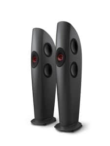 KEF Uni-Q® Ultra Hi-Fi Floorstanding Tower Speakers Color Charcoal Grey / Red (Blade Two Meta)