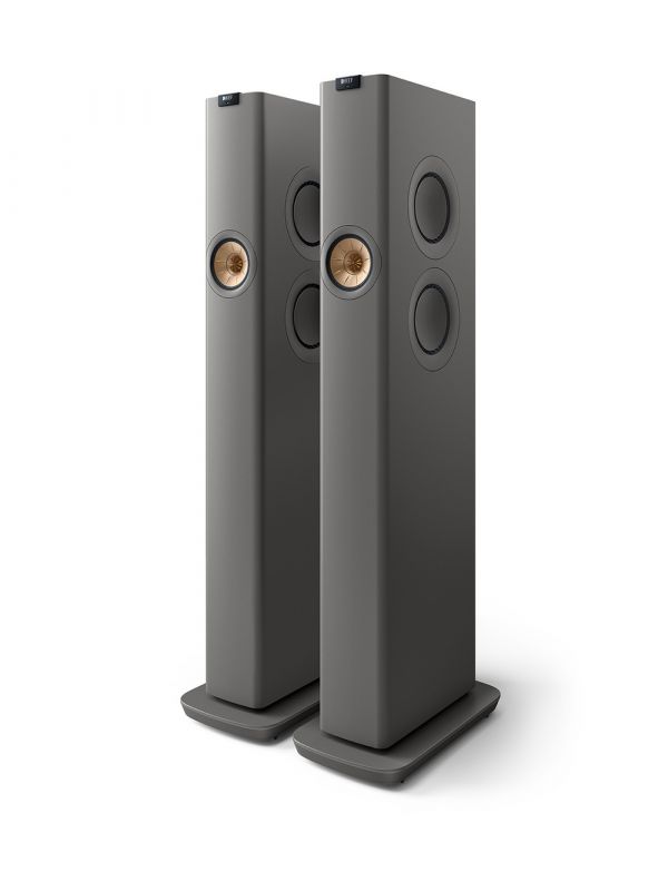 KEF Uni-Q Powered Floorstanding Tower Speakers Wireless Color Titanium Grey (LS60 Meta)