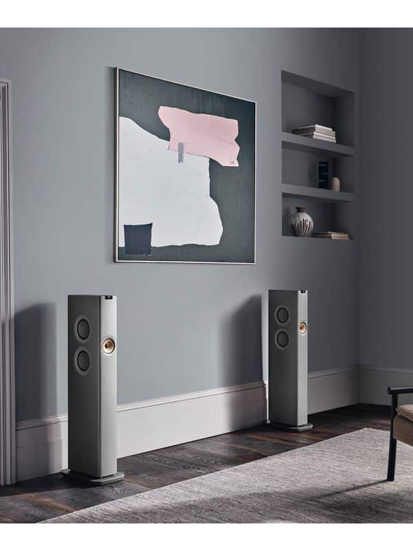 KEF Uni-Q Powered Floorstanding Tower Speakers Wireless Color Titanium Grey (LS60 Meta)