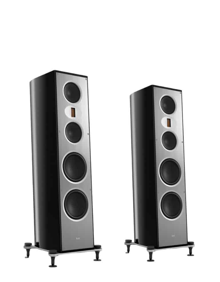 T+A Haut-Parleurs Colonnes / Tours Trois Voies 50 mm Magnetostatique Tweeter Cabinet Couleur Argent Brillant (Solitaire S430) (Paire)