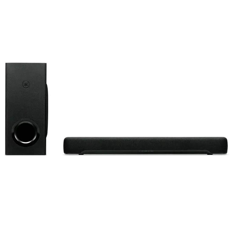 Yamaha 2.1 channel soundbar sales with built in subwoofer