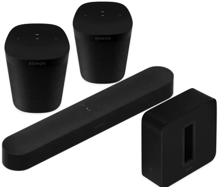 Package Sonos Beam Gen 2 + Sonos Sub Gen 3 + 2 Sonos One SL (PKBEAMSUBONESLBK)