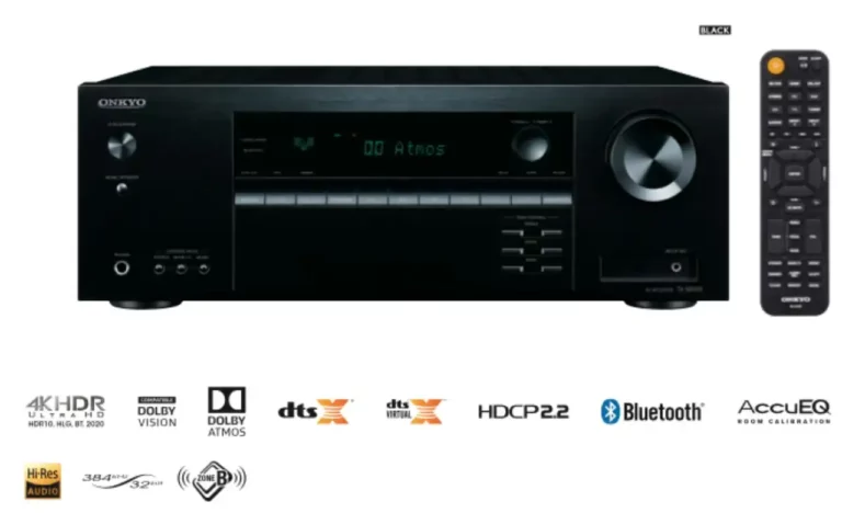 Onkyo TXSR393 5.2 Channel 4K UHD Atmos AV Receiver (TX-SR393)