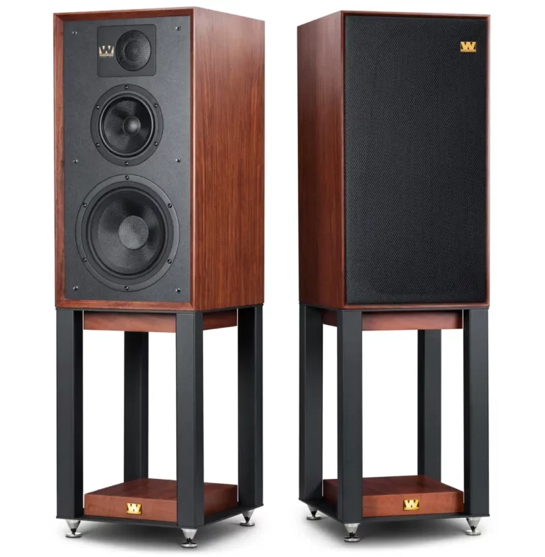 Wharfedale Linton Heritage Enceintes en Acajou Rouge avec Supports