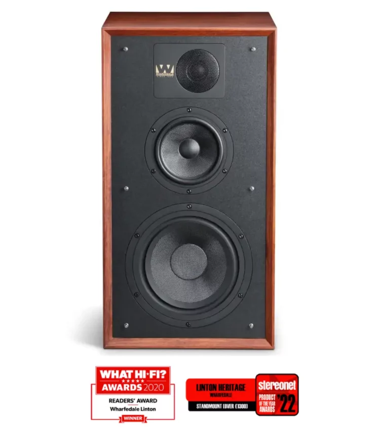 Wharfedale Linton Heritage Enceintes en Acajou Rouge avec Supports