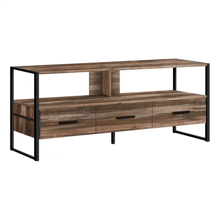 MONARCH Meuble TV 48 po en Bois Marron Recyclé avec Cadre en Métal noir