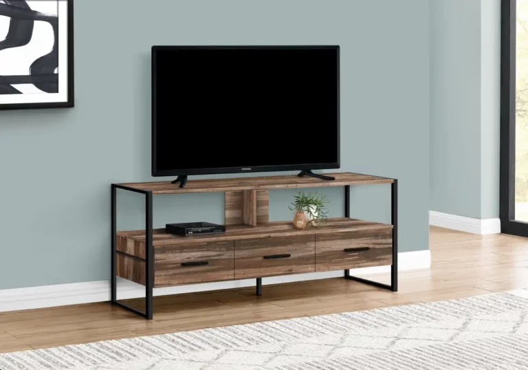 MONARCH Meuble TV 48 po en Bois Marron Recyclé avec Cadre en Métal noir