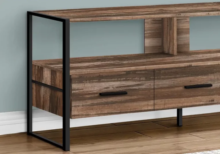 MONARCH Meuble TV 48 po en Bois Marron Recyclé avec Cadre en Métal noir