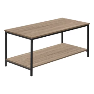 Wood Coffee Table w/ Black Metal Frame 40″