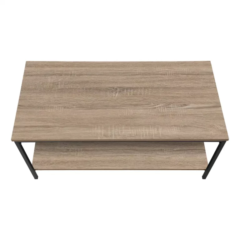 Wood Coffee Table w/ Black Metal Frame 40