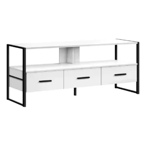 White w/ Black Metal Frame TV Stand 48″