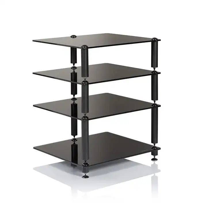 Norstone Norber 2 Bergen 2 Meuble HiFi noir à Quatre Étagères en Verre (NORBER 2)