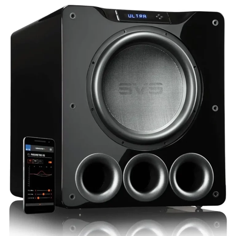 SVS PB16 Ultra Caisson de graves à Évent 16 po Haut-parleur 1500 Watts RMS Piano Noir Brillant (PB16-Ultra)