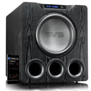 SVS PB-4000 Caisson de graves à Évent 13,5 po Haut-parleur 1200 Watts RMS Frêne Noir (PB-4000)