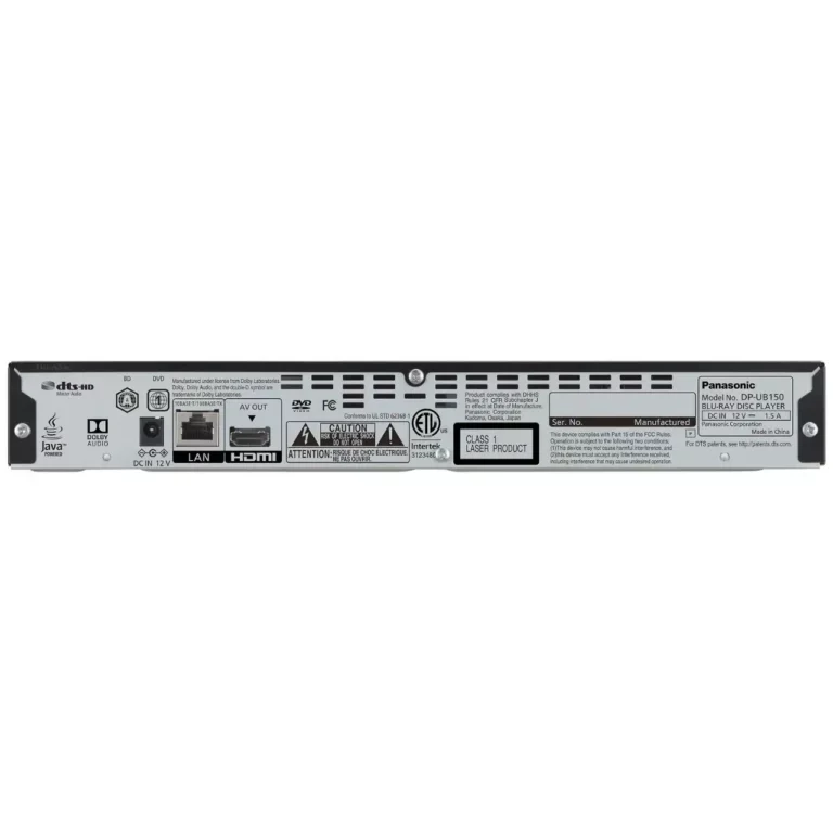 Panasonic Lecteur Blu-ray 4K Ultra HD HDR Noir (DP-UB150)